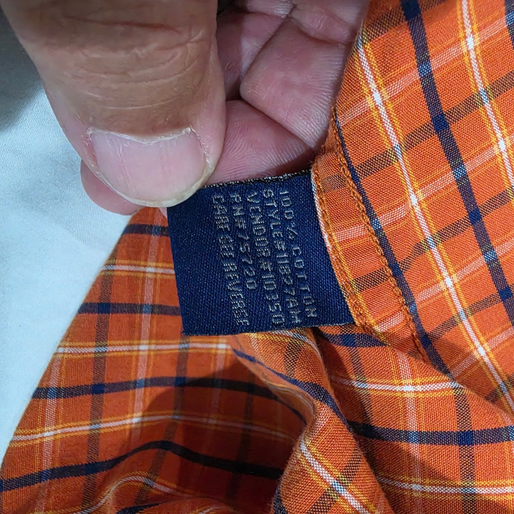 BKE Division 67 Button Down Shirt Mens Medium Orange Plaid Excellent Long Sleeve - Picture 6 of 7
